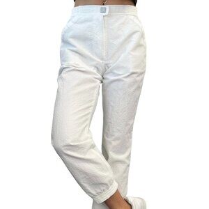 CHANEL Sport Vintage P22594 CC Logo Pants #38 Bottoms White Zip Nylon [104115]